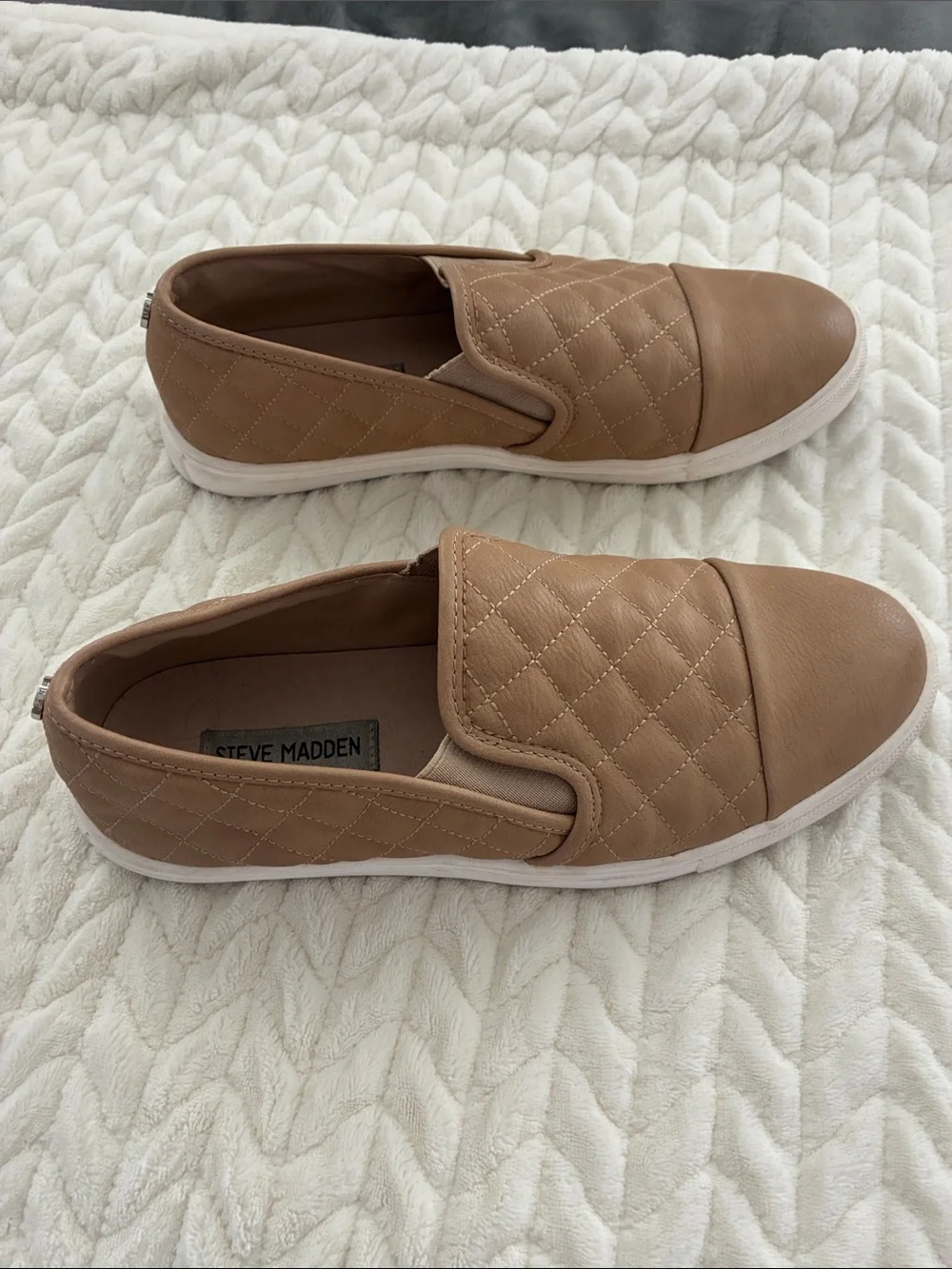 Steve Madden Quilted Slip-On Sneakers in Tan